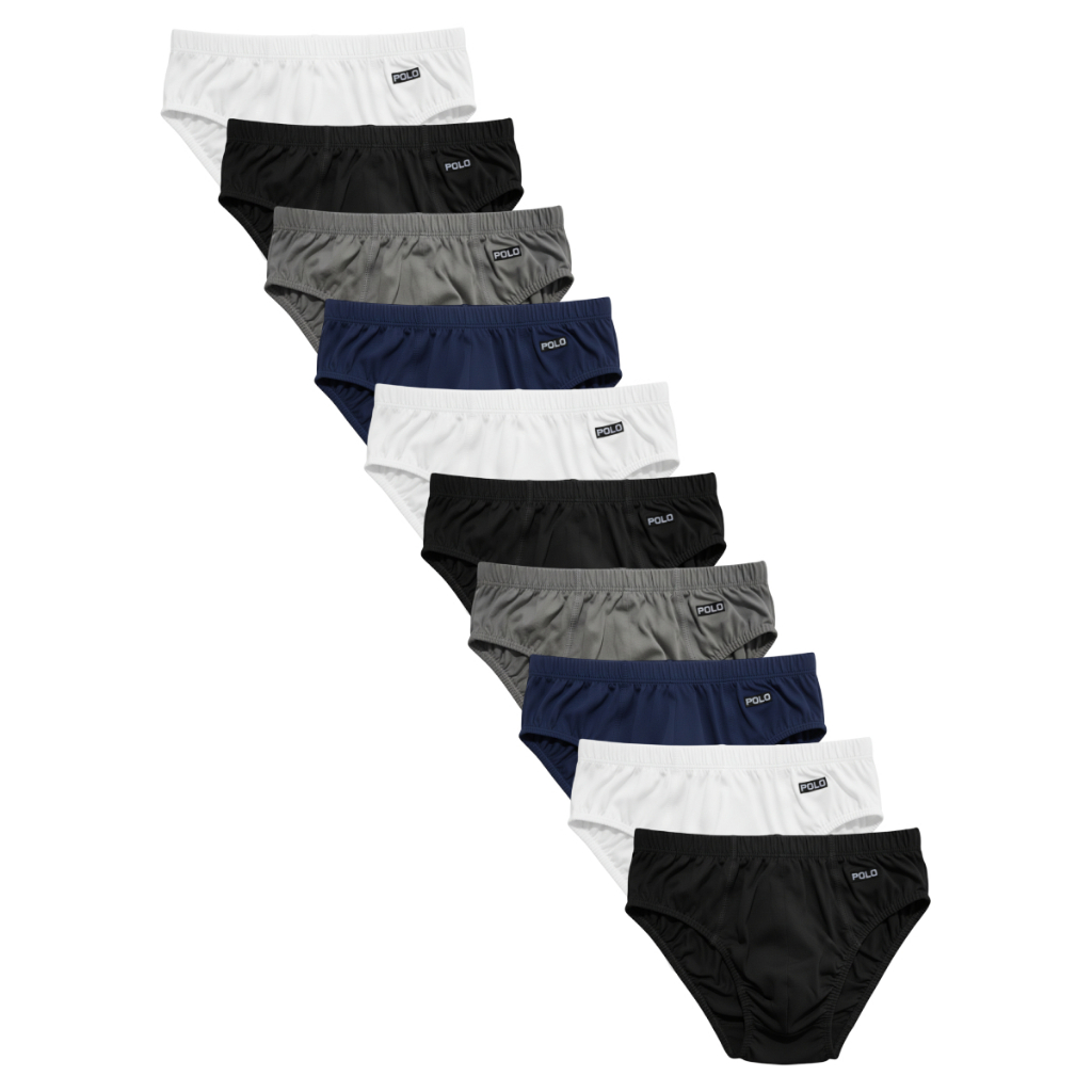 Kit 10 Cuecas Polo Slip Infantil 100% Algodão Confortável Tradicional