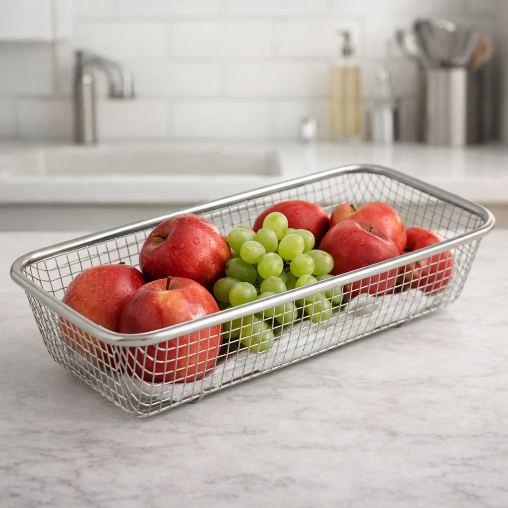 Cesto Organizador Aramado Metal 30,5cm – Organizador Multiuso Prata Resistente