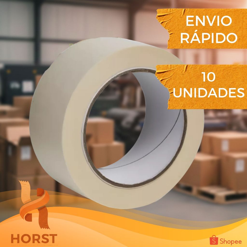 10 ROLOS DE FITA CREPE BRANCA LARGA 45MM X 50 METROS - USO GERAL PROFISSIONAL em Oferta na Shopee