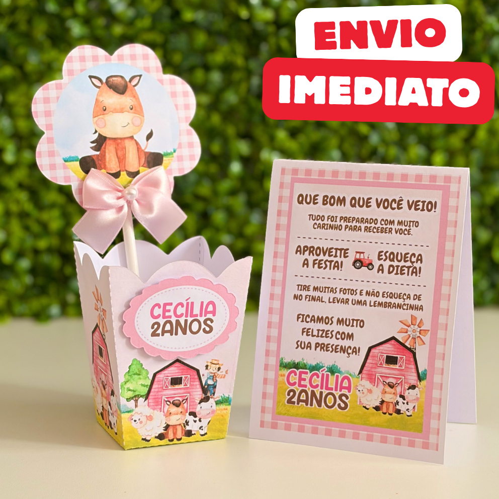 ENVIO RÁPIDO Kit Centro de mesa Fazendinha aquarela menino  | Personalizado | Enfeite festa |Cachepô