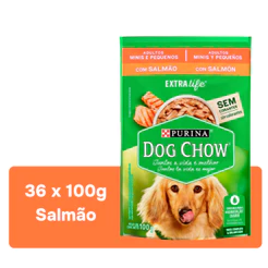 Pack Ração úmida para Cães Adultos Pequenos Dog Chow Salmão Ao Molho 100G com 36 Sachês