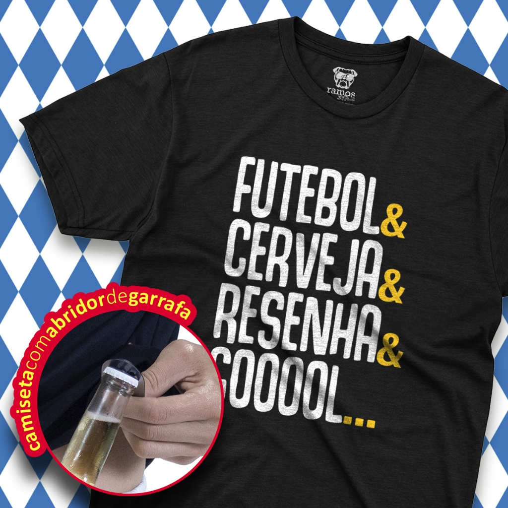 Camiseta Com Abridor de Garrafa Copa Do Mundo Brasil Futebol Seleção Brasileira 100% Algodão