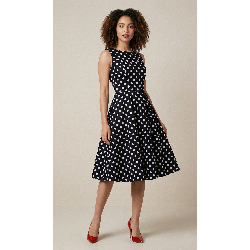 Vestido Feminino Midi Godê Poa Bolinhas Festa Anos 60 E 80 em Oferta na Shopee