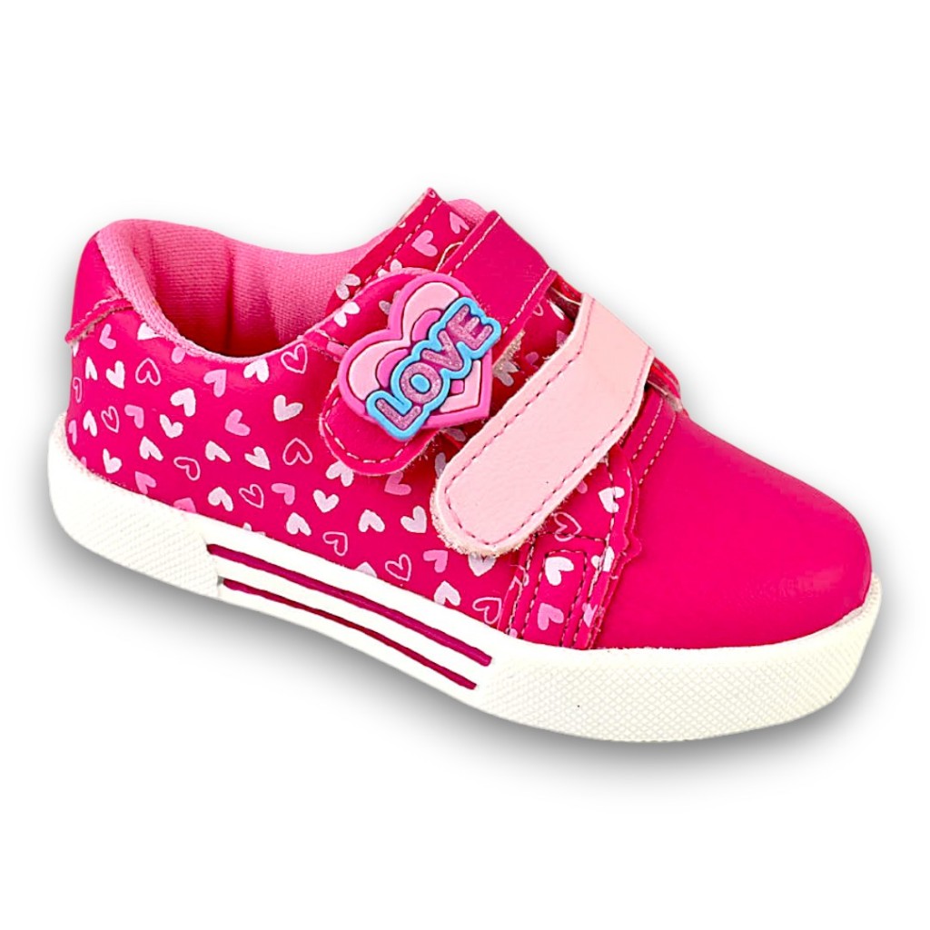 Tênis Infantil Feminino Menina Casual Escolar Flexível Calce Fácil 20 ao 27