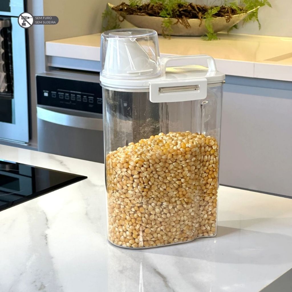 Pote Hermético com Copo Medidor Branco 2,5 Litros Ela Decora em Oferta na Shopee