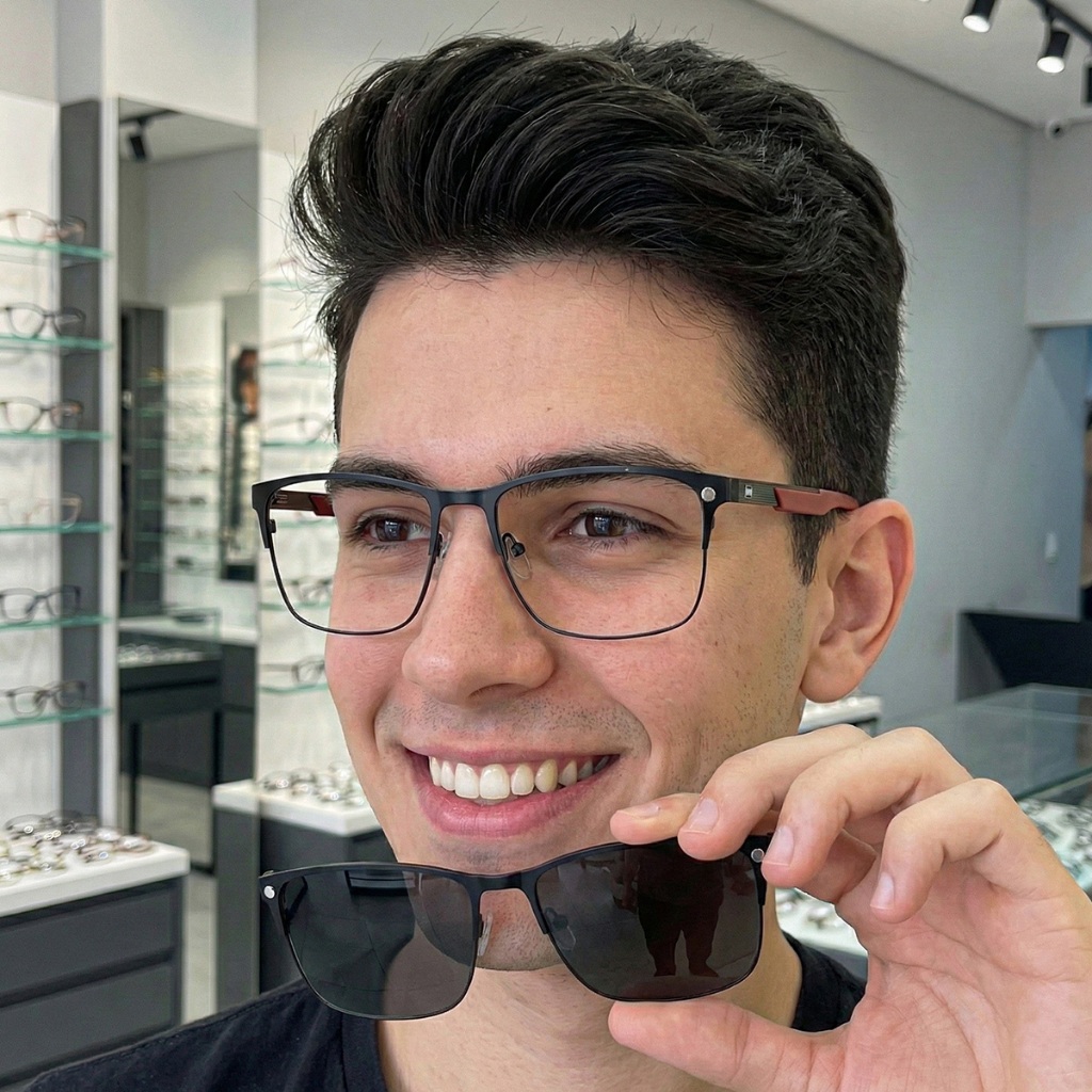 Armação para Grau Masculina Clip on Esportiva quadrada Ilook metal clássica leve e resistente Clip Polarizado
