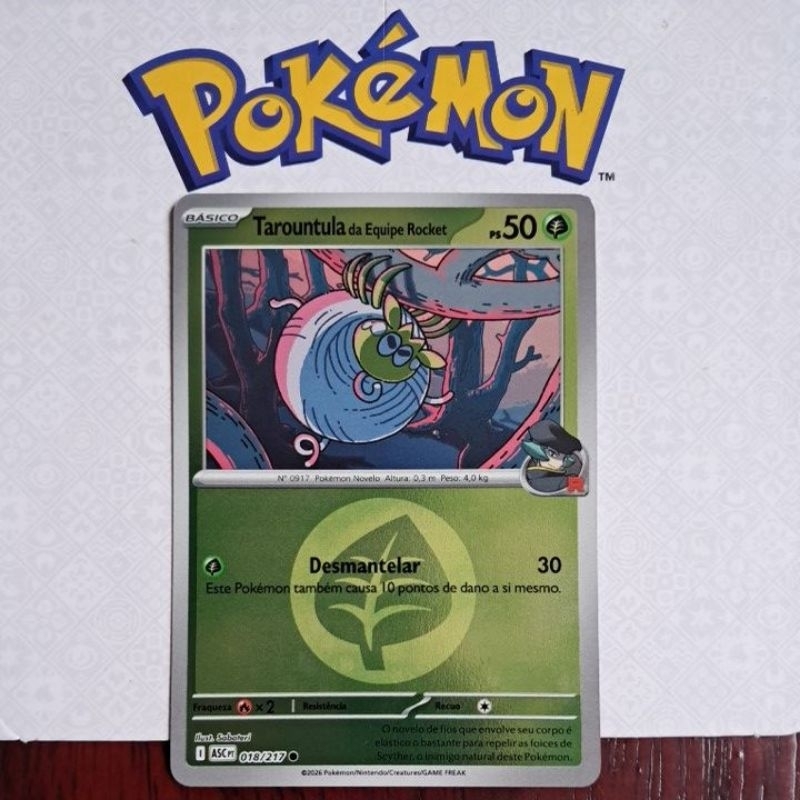 Carta Card Pokémon Tarountula Da Equipe Rocket Reverse Foil Heróis Excelsos