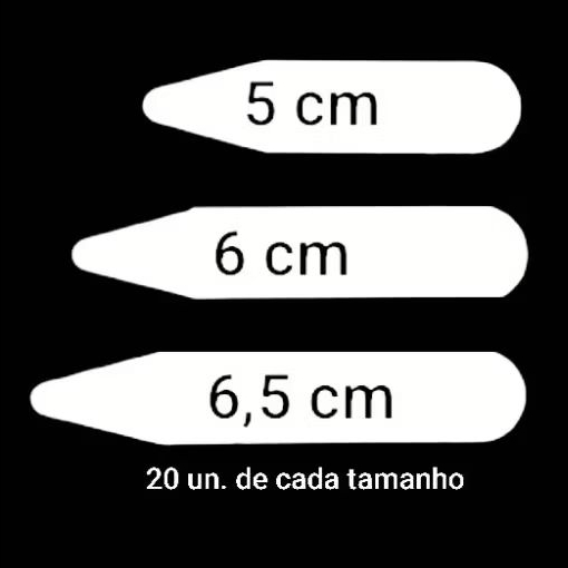 KIT 60 BARBATANAS Gola Paleta em Polipropileno com 3 Tamanhos Diferentes Para Colarinho Camisa Social (+ resistentes)