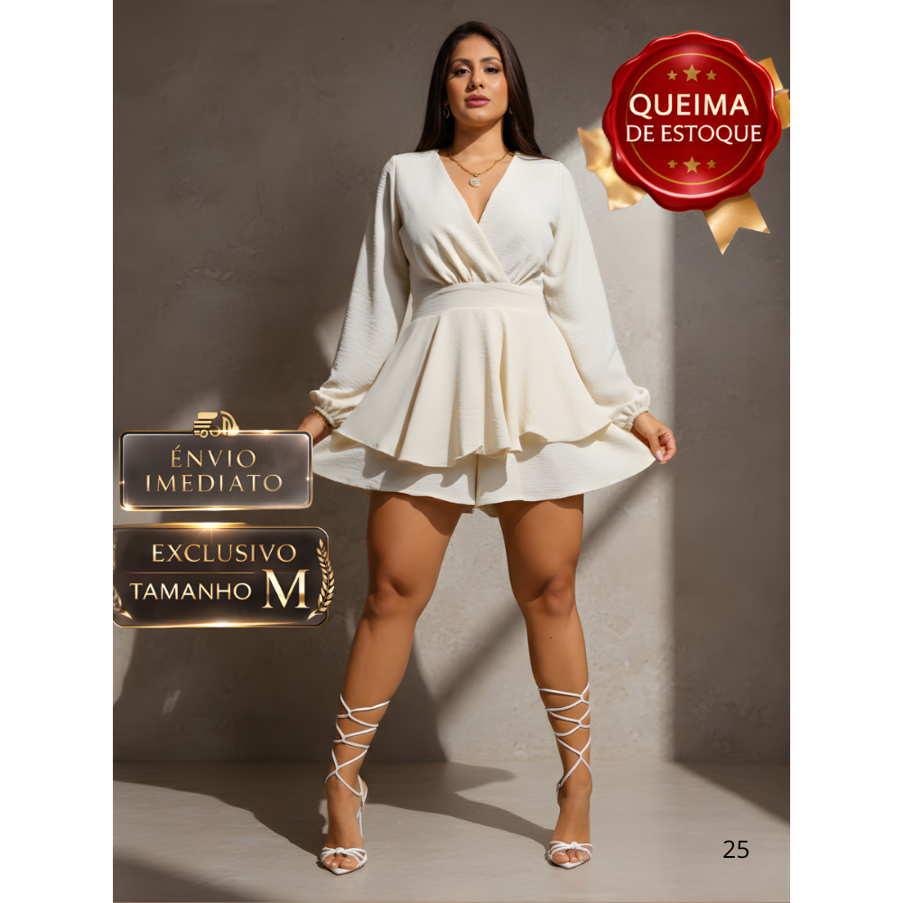 QUEIMA DE ESTOQUE Macaquinho Manga Cumprida Elegante  M (40) Duna Premium Últimas Unidades Envio Imediato em Oferta na Shopee