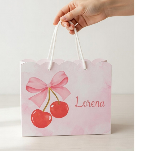 40 Sacolinhas CEREJINHA personalizadas/Lembrancinha/Mimos/Lancheira/Aniversário/PEGUE E MONTE