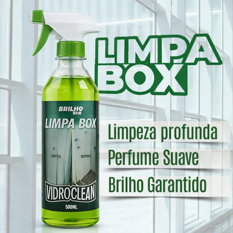 Limpa Vidro Box Blindex e Remove Chuva Ácida VidroClean 500ml - Remove Gordura, Mancha e Calcário em Oferta na Shopee