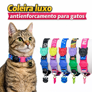 Coleira para Gato Anti-Enforcamento Elastica Estampada Luxo c/ Pingente 🐱🐈 em Oferta na Shopee