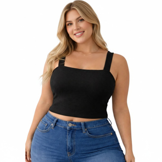 Cropped Blusa  Plus Size Top Alcinha Blusa Regata Blusinha Com Frente Dupla  Alcinha Com Frente Dupla P020 em Oferta na Shopee
