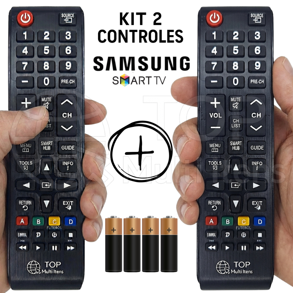 Kit Controle remoto Compatível Samsung para TV Smart Hub Universal 7028 / 8008 / 7036 com Pilhas em Oferta na Shopee