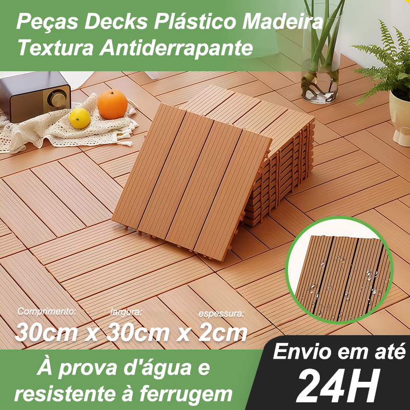 22/44 Peças (2/4㎡) Decks Plástico Madeira Textura Antiderrapante 30cm x 30cm Pallet Modular em Oferta na Shopee