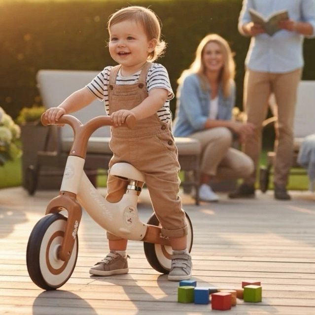 Bicicleta Equilíbrio Infantil Sem Pedal Marrom Bike Aprende Andar Criança Brinquedo Presente