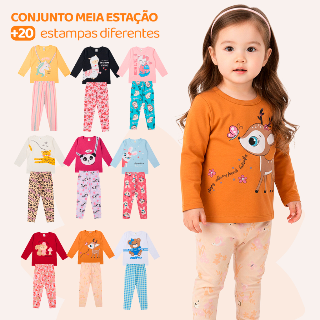 Kit Sortido 2, 4 ou 6 Peças de Roupas Feminino Infantil Inverno e Meia estação ou 4 Peças de Roupa Menina em Oferta na Shopee