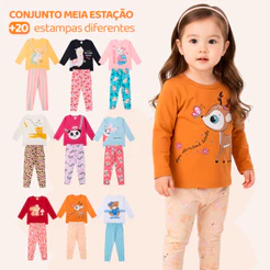 Kit Sortido 2, 4 ou 6 Peças de Roupas Bebê Feminino Infantil Inverno e Meia estação ou 4 Peças de Roupa Bebê Menina