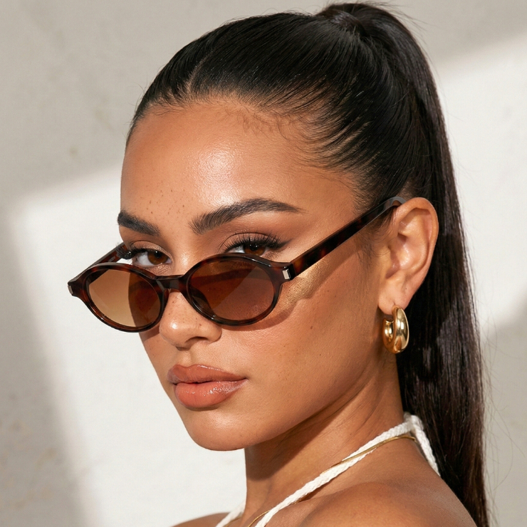 Óculos de Sol Virginia Oval Premium Vintage Classico Tendencia Blogueira Retro uv400 Feminino