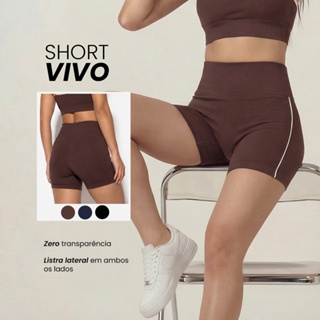 Short Fitness Feminino Cintura Alta Zero Transparência - Academia, Corrida, Treino e Conforto em Oferta na Shopee