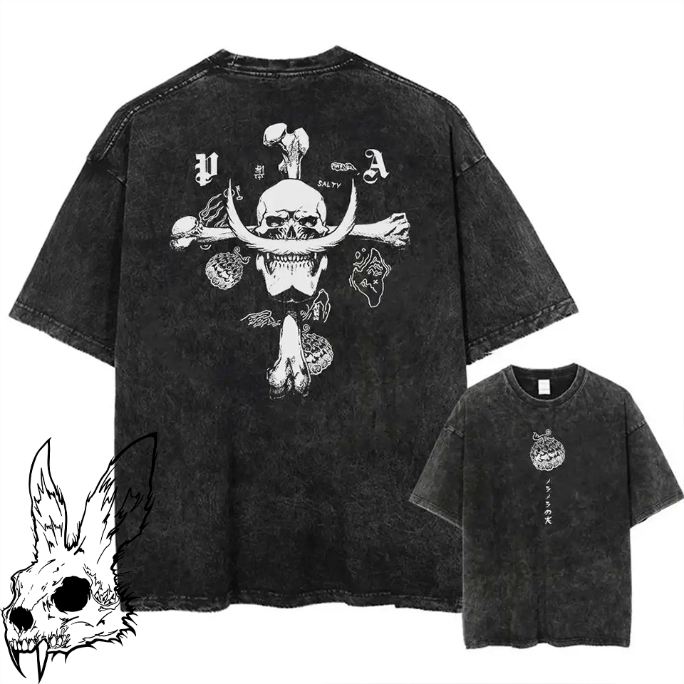 Camiseta Estonada Lavada Vintage One Piece Barba Branca Mugiwara Luffy Gear 5 Graphic Unissex