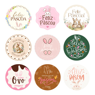 Adesivos de Páscoa | 4x4cm Redondo | Vários modelos em Oferta na Shopee