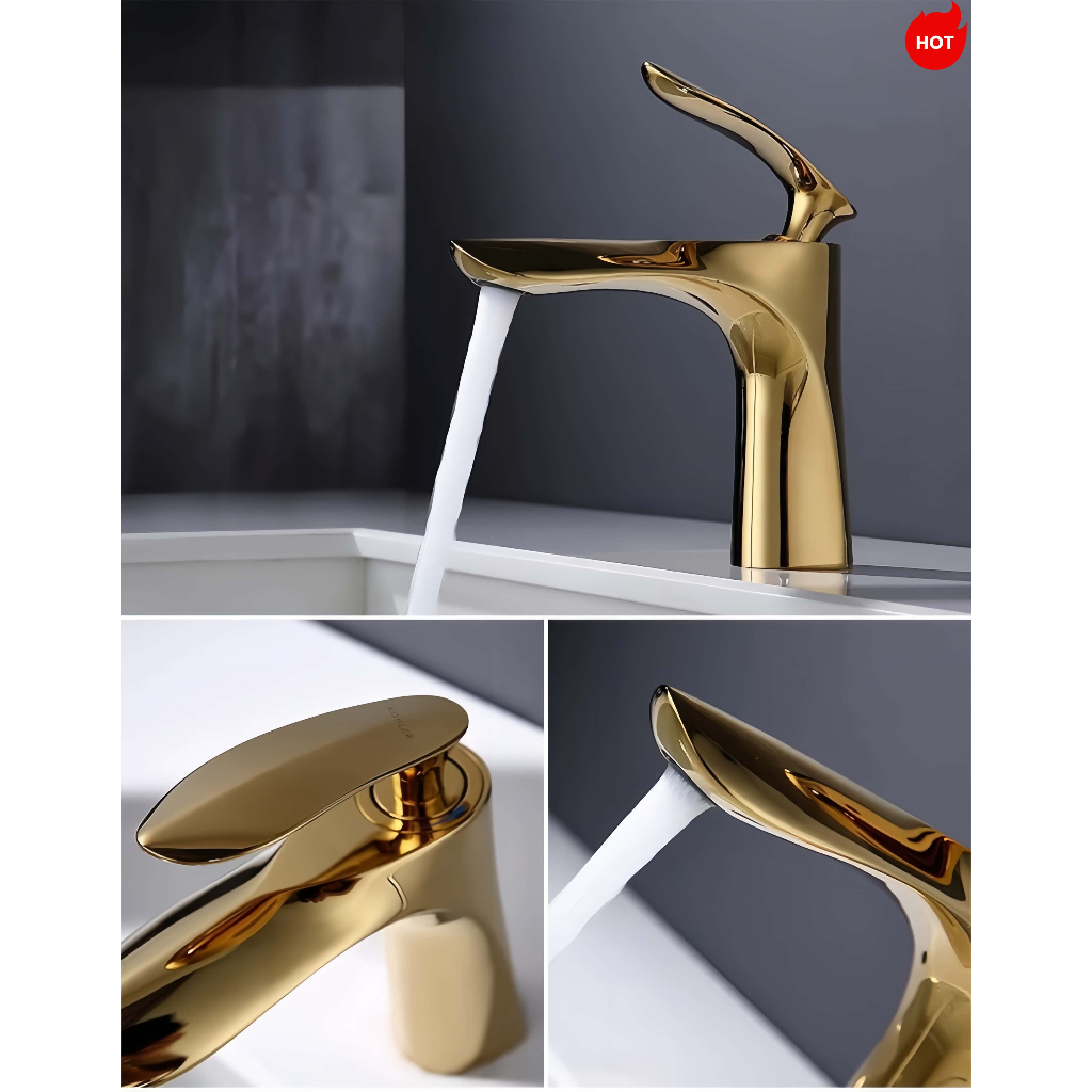 Torneira Banheiro Bica Monocomando Misturador Inox Luxo - 18cm - Cromada/Preto/Dourado/Preto-Dourado em Oferta na Shopee