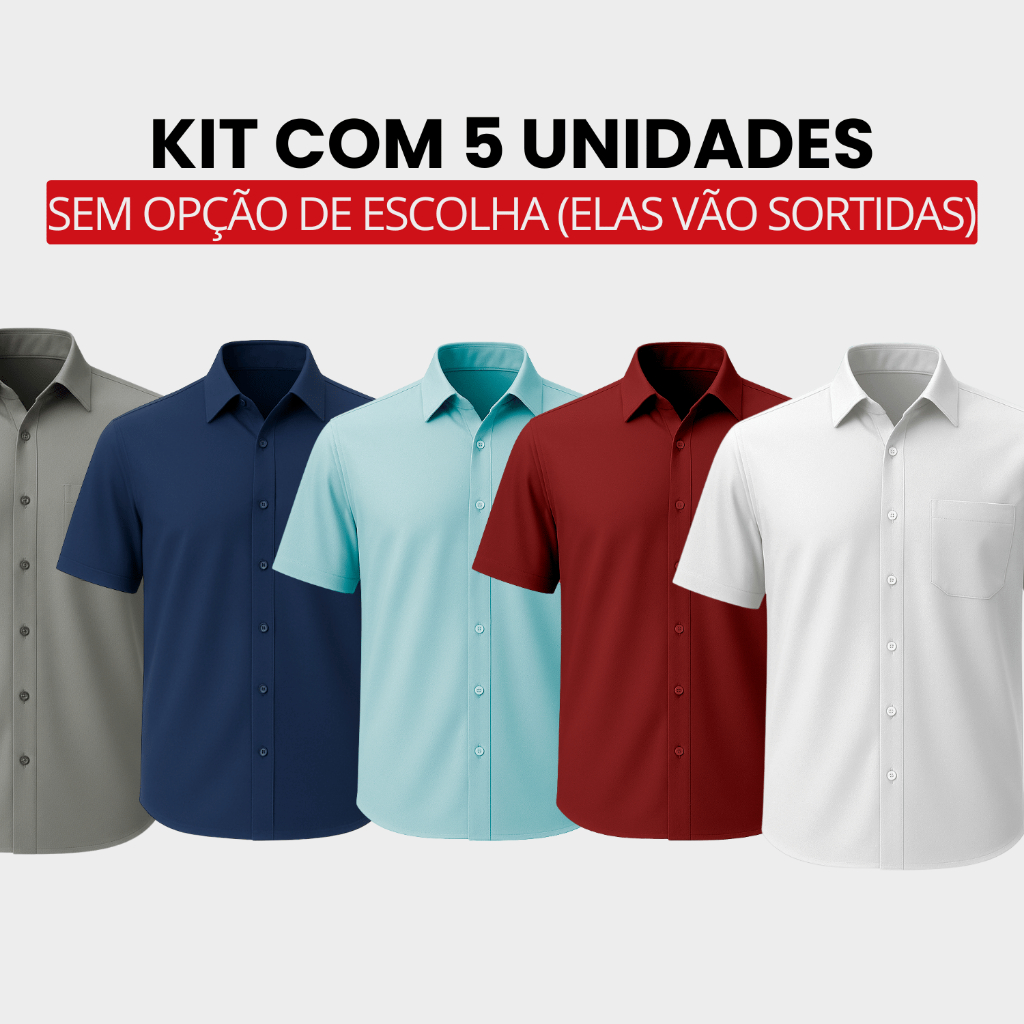 Kit 5 Camisa Social Masculina Manga Curta Blusa Social Masculina Cores Sortidas Camisete Masculina Social Varias Cores