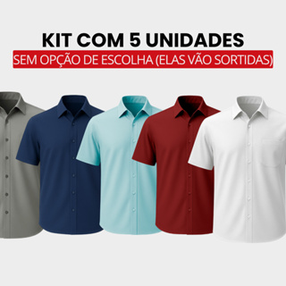 Kit 5 Camisa Social Masculina Manga Curta Blusa Social Masculina Cores Sortidas Camisete Masculina Social Varias Cores em Oferta na Shopee