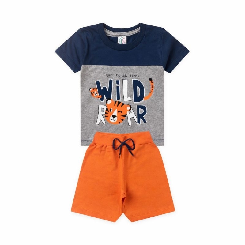 Conjunto Infantil Masculino Estampado Modelos Variados – Camiseta + Bermuda – Tamanhos 1 ao 8