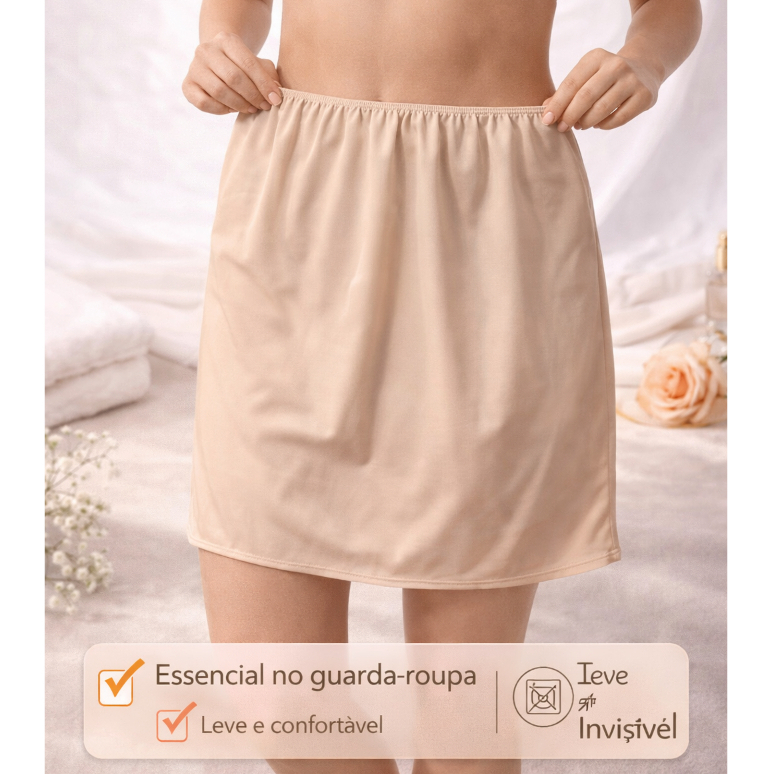 Kit  3 Anagua Saia Saiote Senhora Feminina Sem Renda Segunda Pele