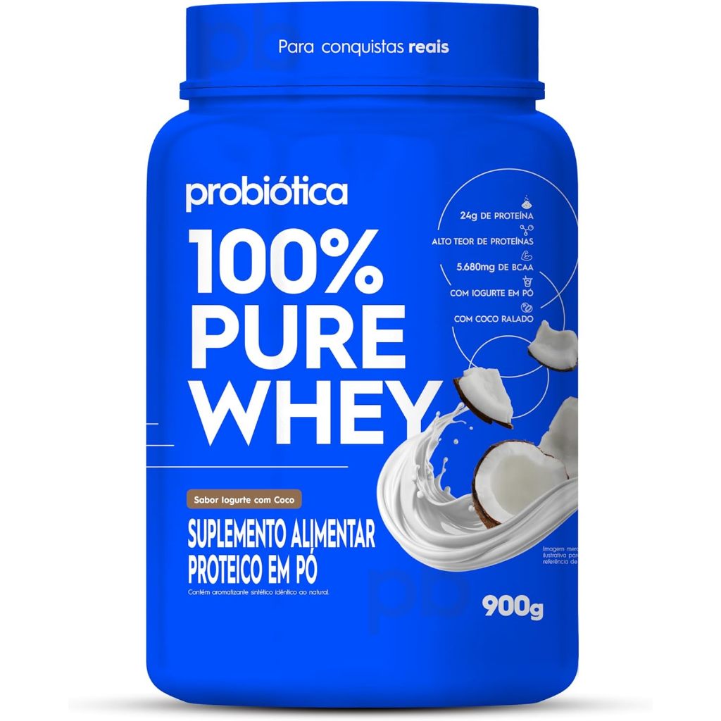 100% Pure Whey Probiótica Iogurte com Coco 900g
