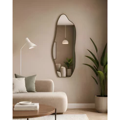 Espelhos Decorativos de Luxo em Couro Orgânico Quarto Corpo Inteiro Design Premium Sala Banheiro Polido Hall e Salão