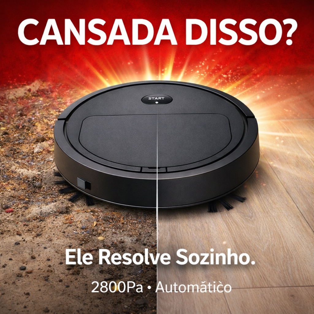 Robô Aspirador de Pó Automático Recarregável 2800Pa Sucção Potente Limpeza Inteligente