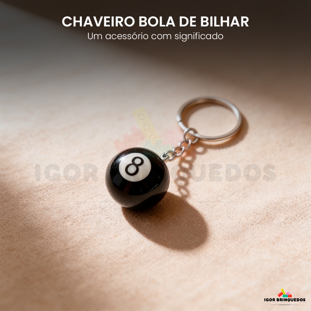 Chaveiro Bola de Sinuca Bilhar 1 a 15 Acessórios Mini Bola de Sinuca Colorida Presente Criativo Jogo