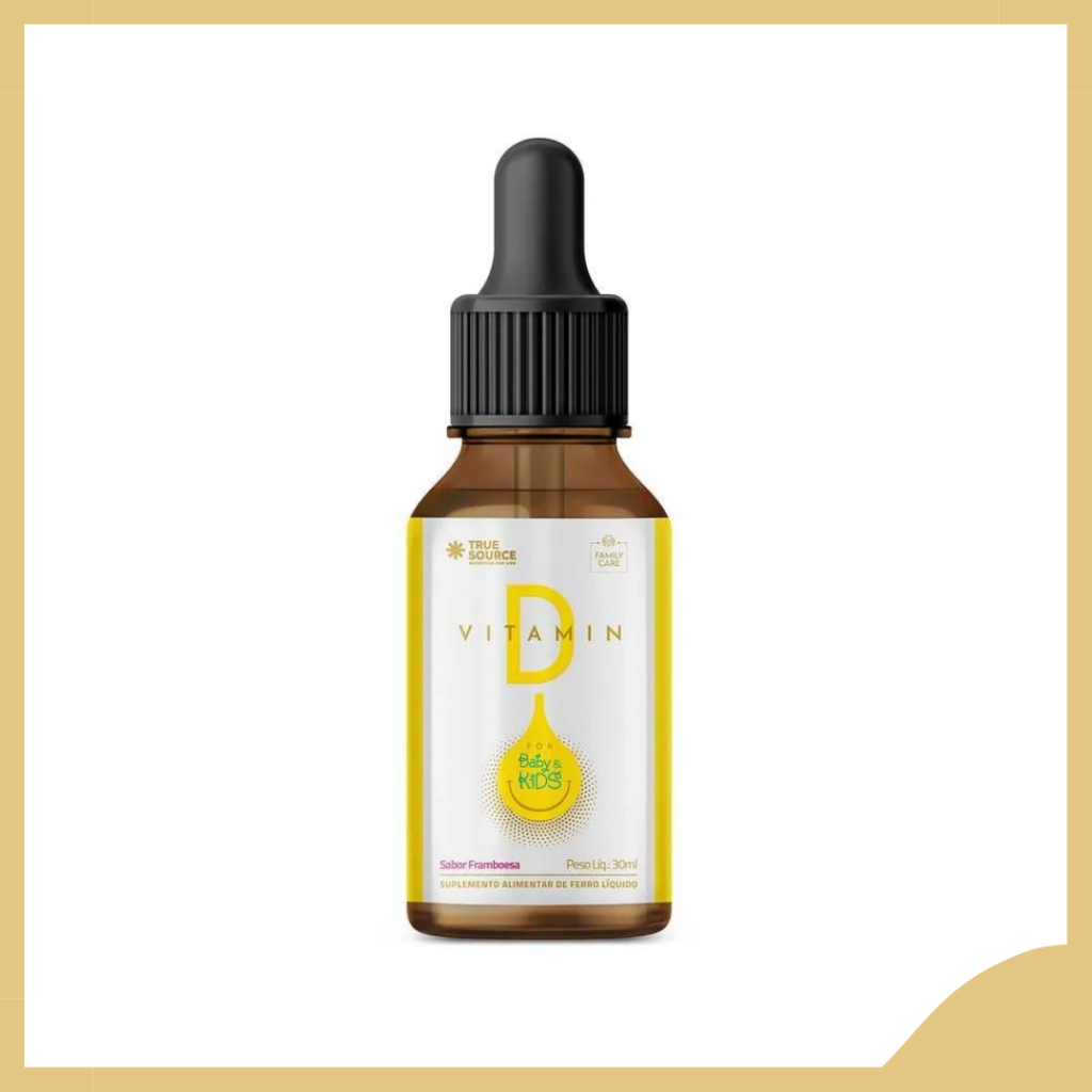 Vitamina D Líquida para Bebês e Crianças com 30ml Sabor Framboesa True Source