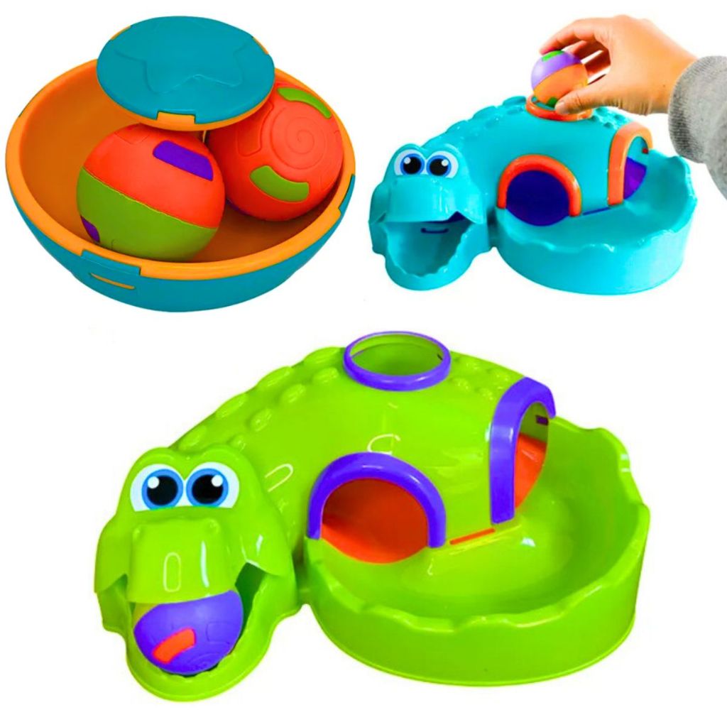 Brinquedo Educativo Infantil Crocodilo Interativo + Chocalho