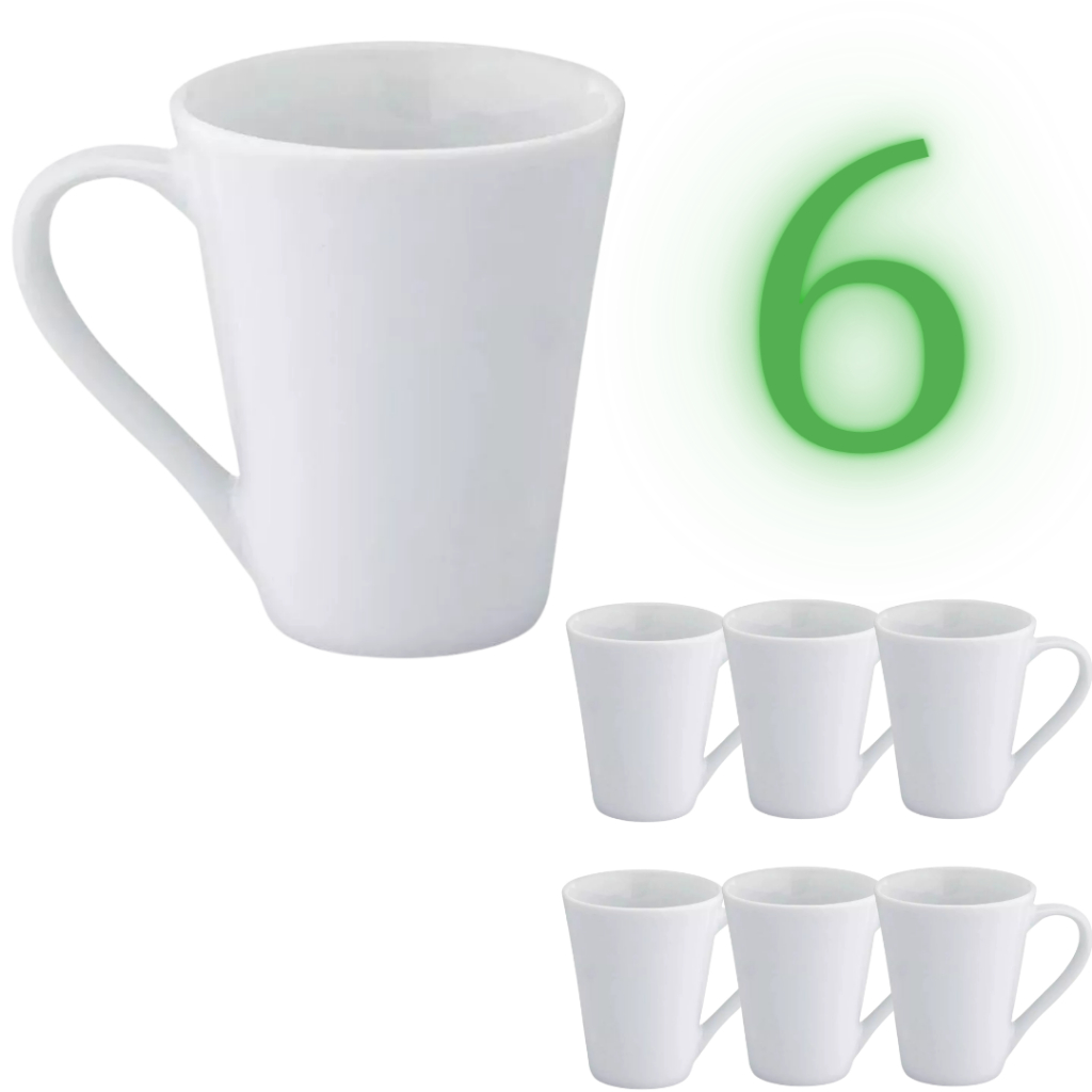 Kit 6 ou 12 Canecas de Porcelana Branca 300 ML não aceita Sublimação