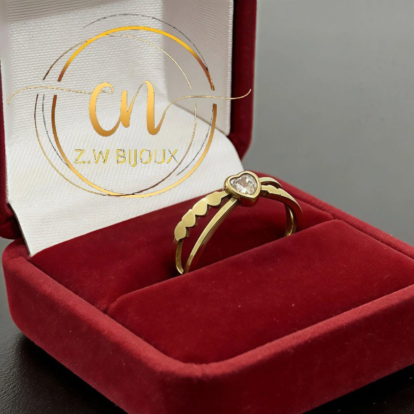 Z.W - Anel Feminino Coração de Zircônia - Aço Inoxidável, Resistente e Elegante