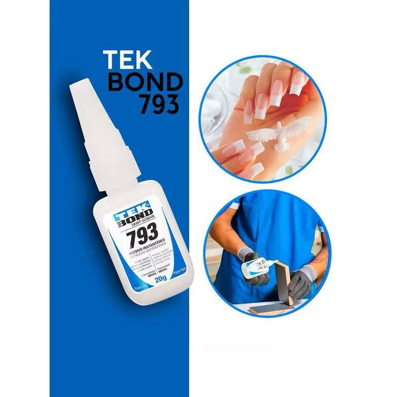 Kit 1/3/5 Cola Instantânea Tek Bond 793 20g / Unha Para Postiça/Fibra e Pedrarias Bico Fino / Fácil Aplicação em Oferta na Shopee