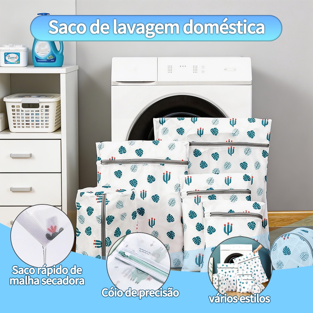 Conjunto de sacos para roupa suja - adequados para roupas e roupa íntima, reutilizáveis.
