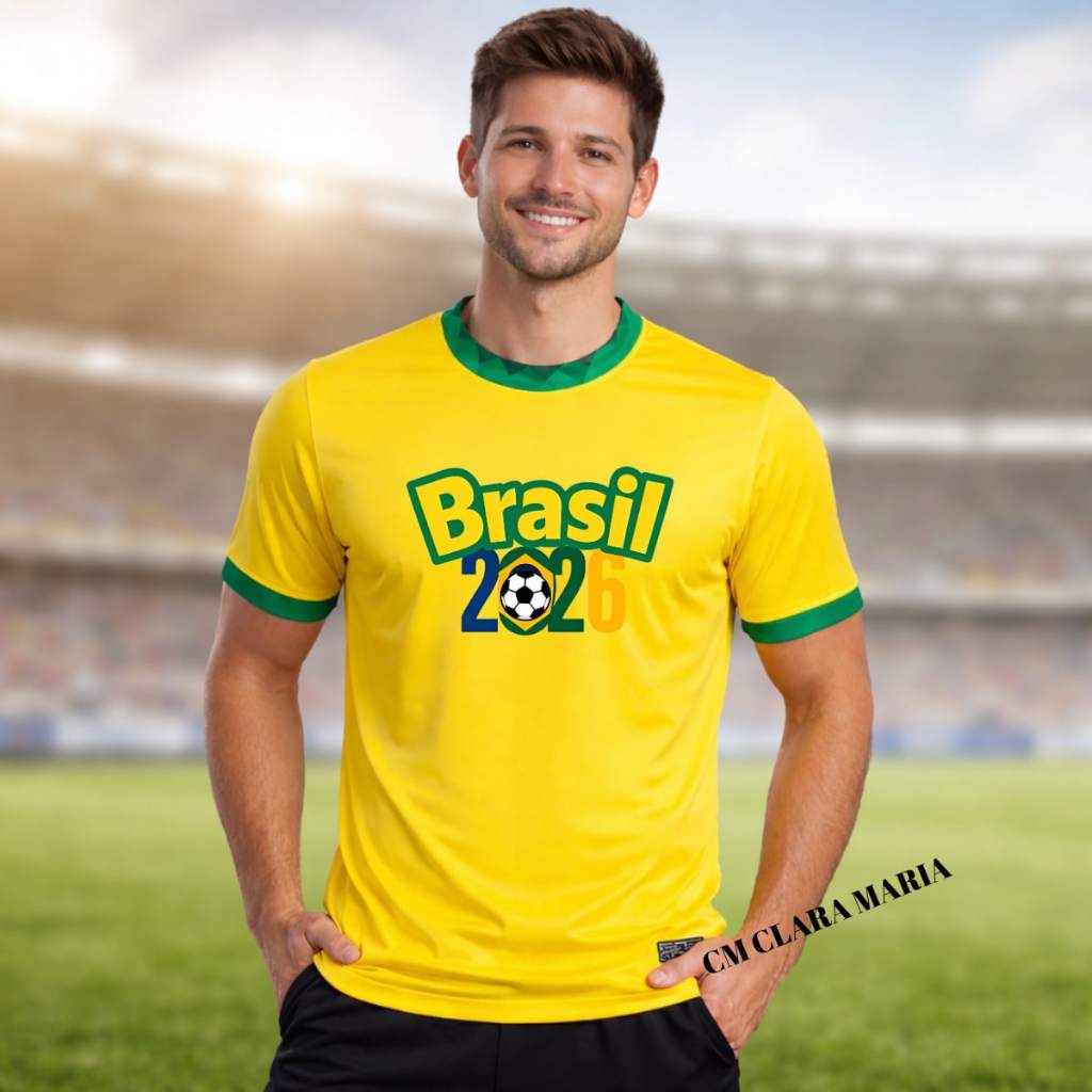 Camisa Masculina Copa Do Mundo BRASIL 2026 Qualidade Jogo Futebol Dia A Dia Competição PROMOÇÃO ENVIO IMEDIATO