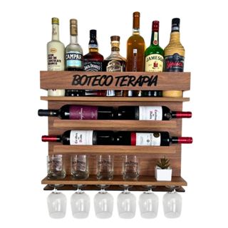 Barzinho de Parede com Adega para Vinho e porta taças 2 modelos de medidas e 2 cores Presente criativo em Oferta na Shopee