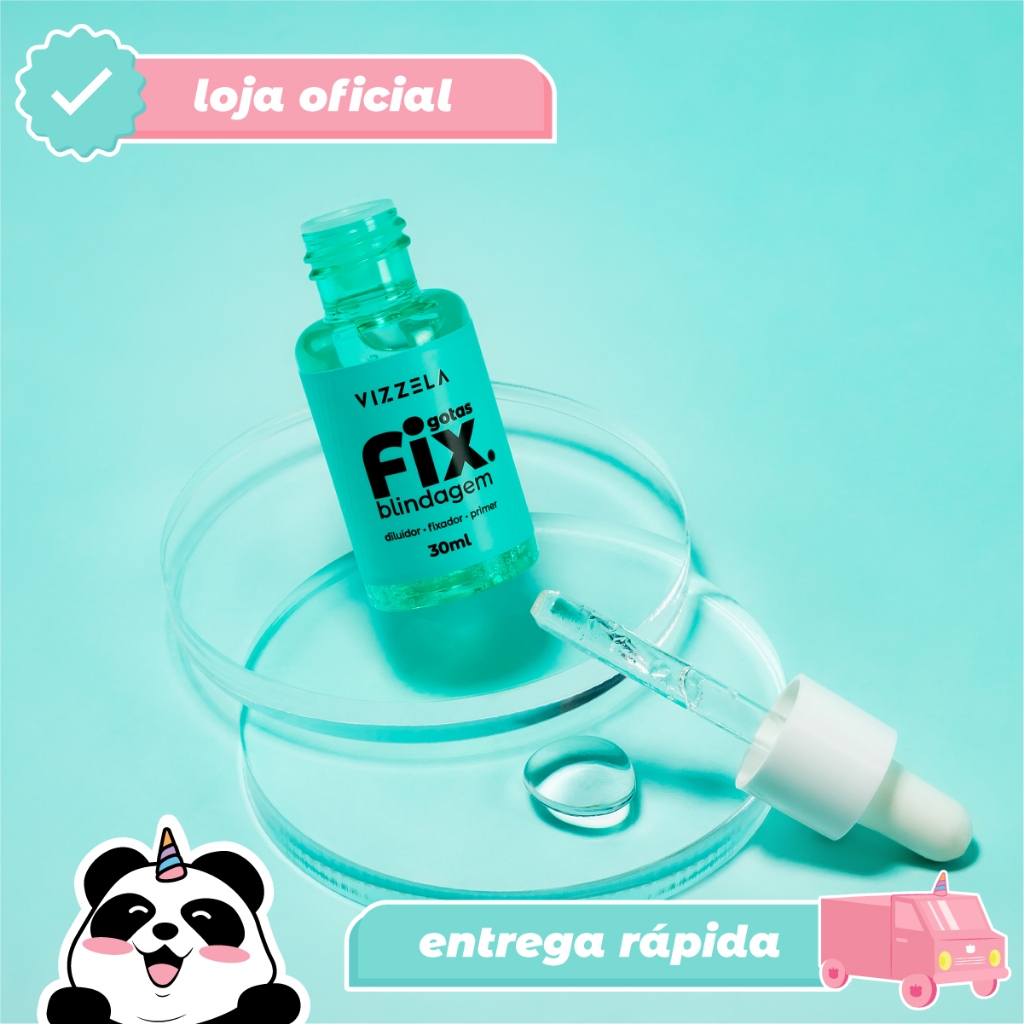 Gotas Fix Blindagem Diluidor Maquiagem Prova D'Água Vegano Original Vizzela em Oferta na Shopee