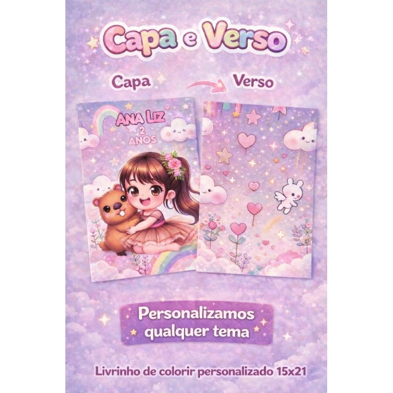 livrinho de colorir personalizado lembrancinha para aniversário tamanho 15x21