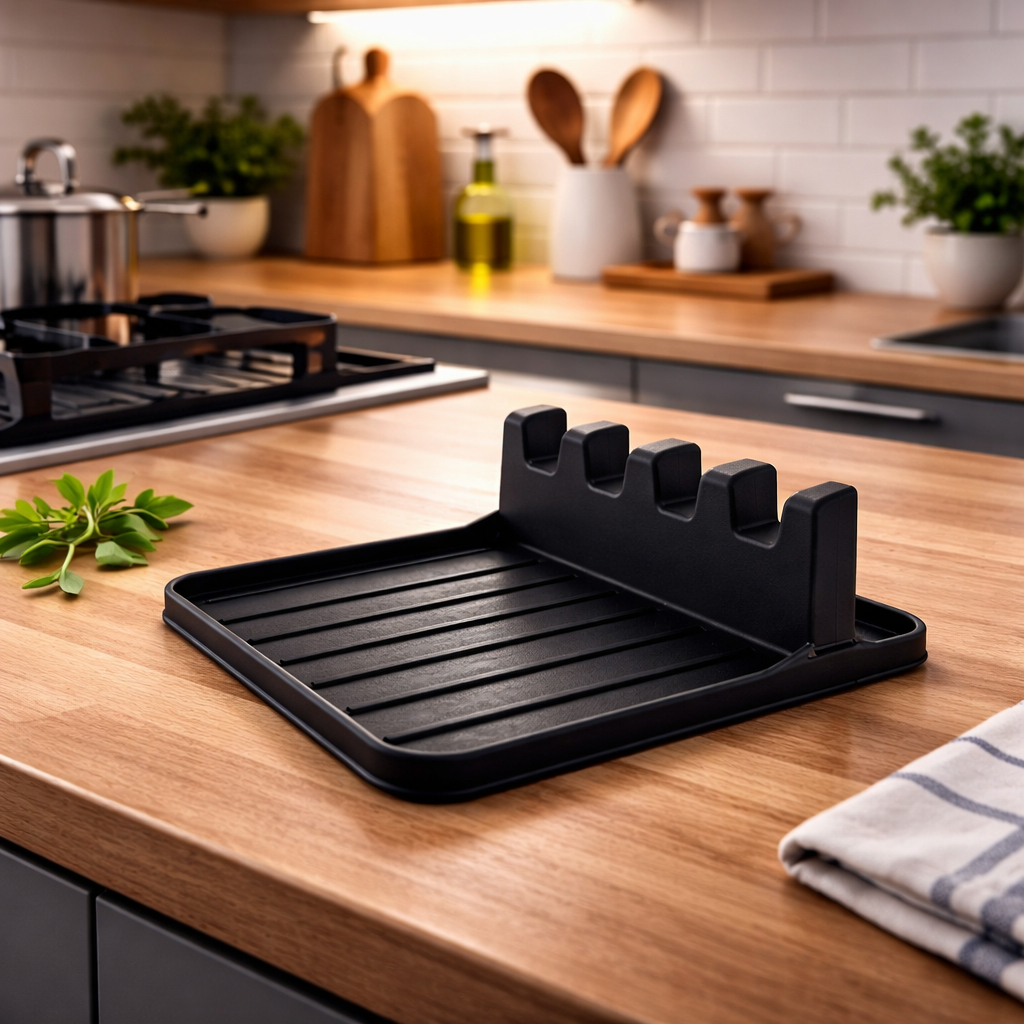Suporte Descanso de Talher e Tampa de Panela Organizador de Utensílios Cozinha Compacto para Bancada