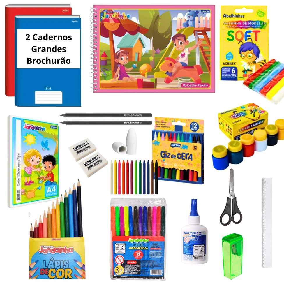 Kit Material Escolar Completo Fundamental Infantil e Pré Caderno Brochura Grande em Oferta na Shopee