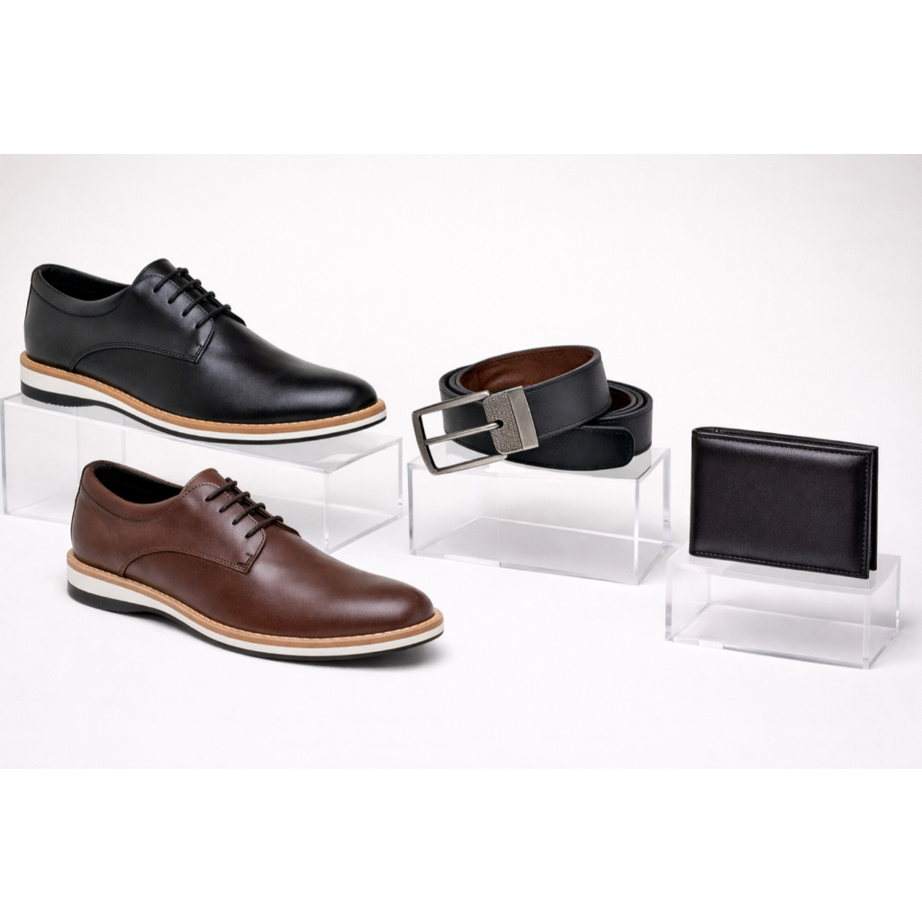 Kit 2 Pares Sapato Casual Masculino Preto Marrom Cinto Carteira Sapatenis Confortavel Festa Trabalho
