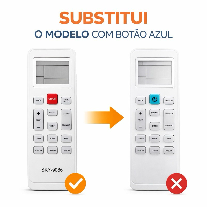 Controle Remoto Para Ar Condicionado Split Philco /Britânia Pac24000ifm15 Pac9qc Pas9qt em Oferta na Shopee