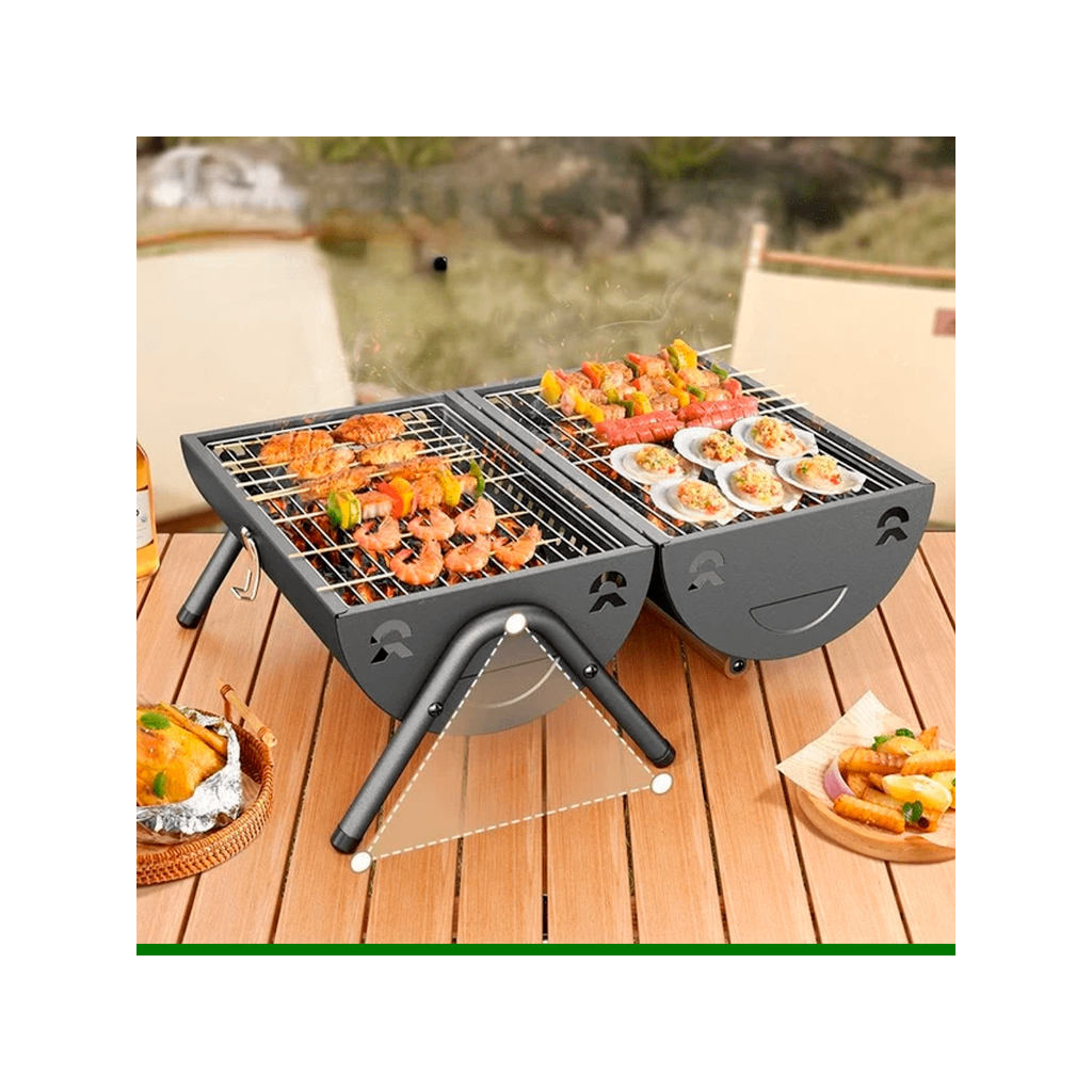 Churrasqueira Bafo a Carvão Portátil SNH12 Snel Home com Grelha Dupla Face e Chaminé 42cm